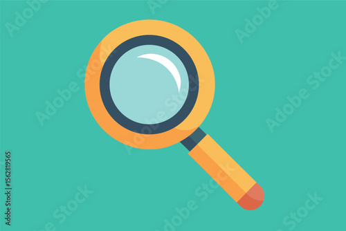 Vector art of a magnifying glass with an orange handle and frame, used for searching and investigation
