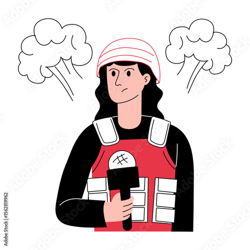 A hand drawn illustration showing a crime reporter 
