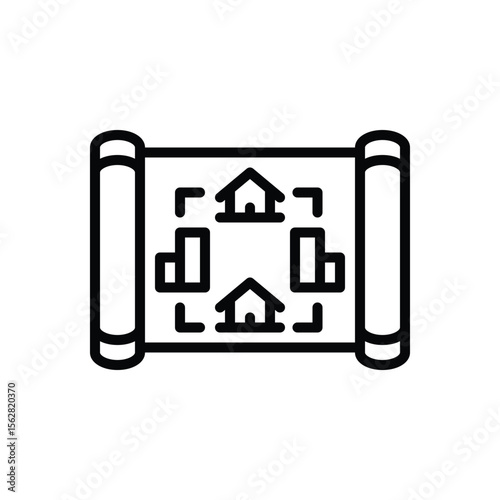 Black line icon for master plan