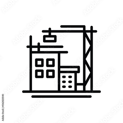 Black line icon for property development