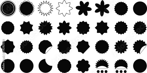 Collection of black vector stickers and labels in various shapes and designs