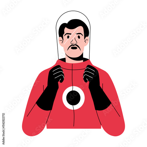 person A hand drawn illustration showing a person stuck 
