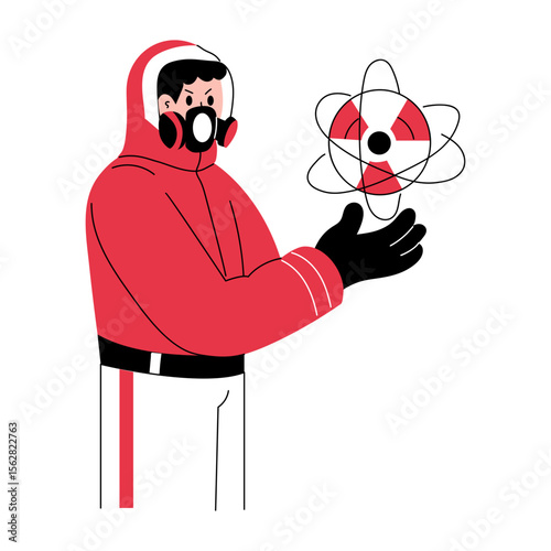 A hand drawn illustration showing unstable isotope 
