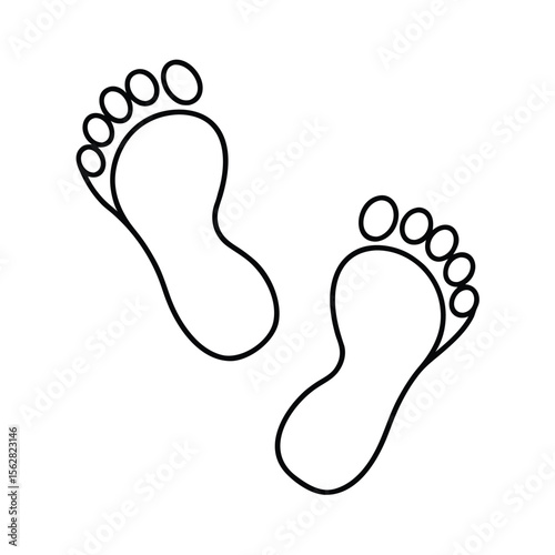 Continuous Line Drawing Of Footprints Walking Path Illustration