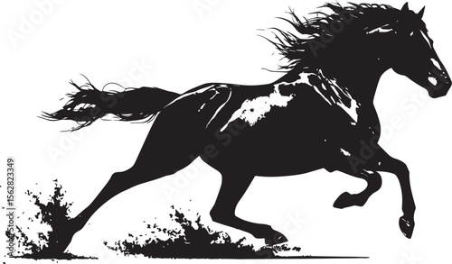 Adobe Illustrator Art Wild Galloping Horse Black Silhouette Vector Artwork