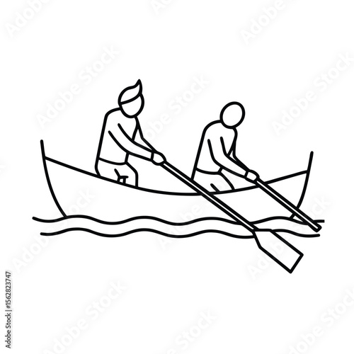 Team Member Rowing Boat Representing Teamwork Collaboration Concept