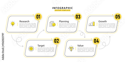 Timeline Creator infographic template. 5 Step timeline journey, calendar Flat simple infographics design template. presentation graph. Business concept with 5 options, gantt vector illustration.