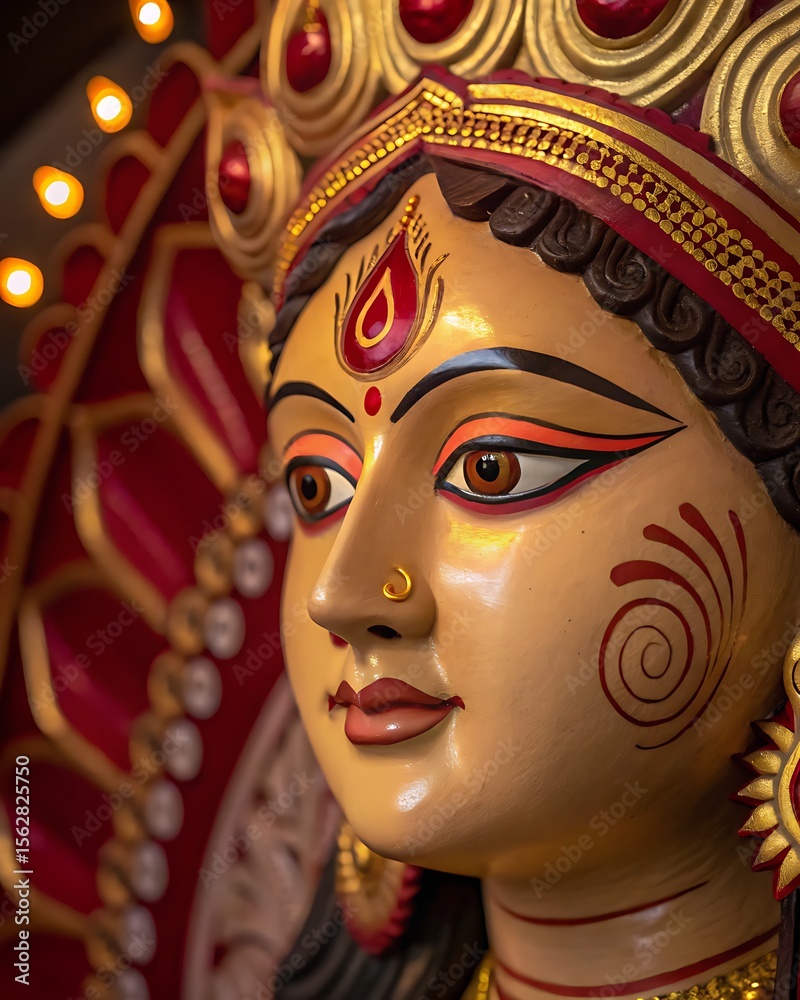 Magnificent Durga CloseUp of a Goddess Sculpture Magnificent Durga CloseUp of a Goddess Sculpture