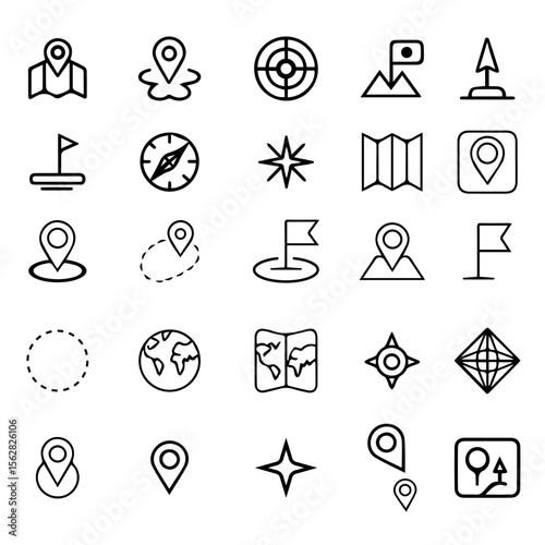 Collection of Location and Navigation Icons Design