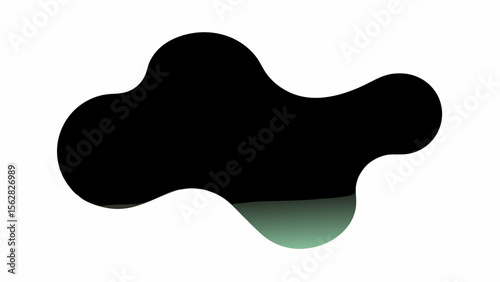 Abstract black blob shape with a subtle gradient on a white background creating a modern design