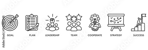 Mission icon set vector illustration concept relate to goal, plan, leadership, team, cooperate, strategy and success