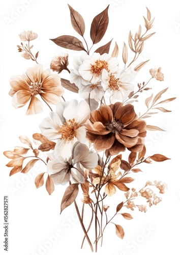 Soft, muted floral bouquet in warm earth tones