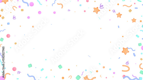 Party Confetti Set Isolated on White. Elements in Various Shapes. Party, Holyday, Surprise or Birthday Events. Vector Illustration