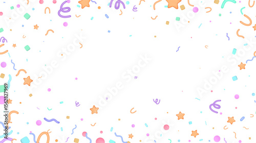 Party Confetti Set Isolated on White. Elements in Various Shapes. Party, Holyday, Surprise or Birthday Events. Vector Illustration