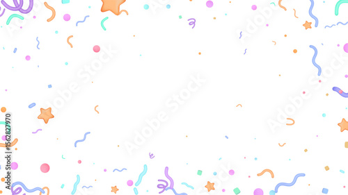 Party Confetti Set Isolated on White. Elements in Various Shapes. Party, Holyday, Surprise or Birthday Events. Vector Illustration