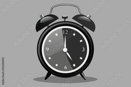 Classic Black Alarm Clock Time Management and Productivity Illustration