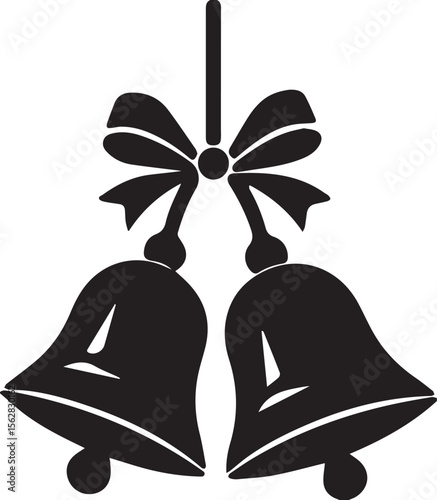 Print Christmas Jingle Bells with Bow Silhouette