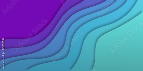 Аbstract wavy gradient background in turquoise and purple.