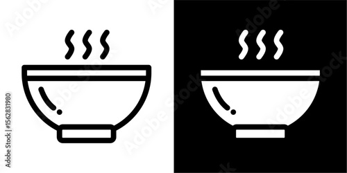 Steaming Hot Bowl Icon: Representing Warm Food, Soup, or Beverages for Restaurants & Comfort Food