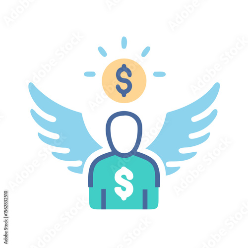 Financial freedom and investment angel icon illustration with wings