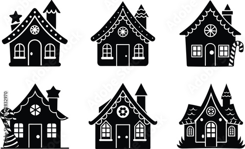 gingerbread house silhouette on white background
