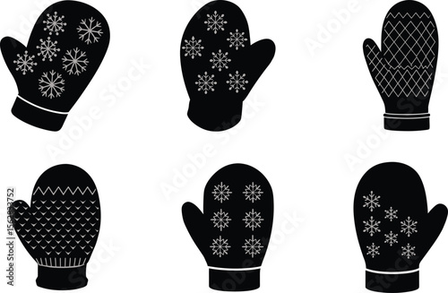 christmas mitten silhouette on white background
