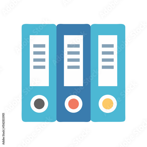 Three ring binders in a flat style illustration
