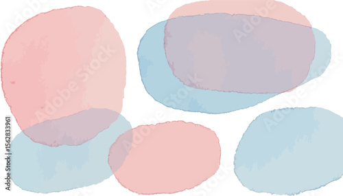 Watercolor Abstract Shapes in Pink and Blue Pastel Hues, Soft Blending for a Serene and Dreamy Background
