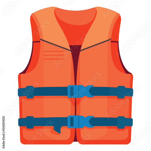 Red Life Vest Jacket for Children Flat Design Illustration