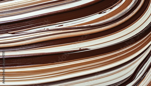 Marbled Dark and White Chocolate Dessert with Glossy Swirls Close Up