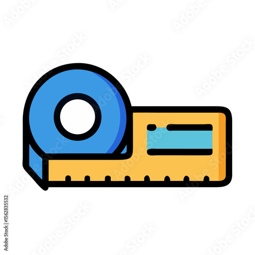 Measuring tape vector design in yellow and blue colors