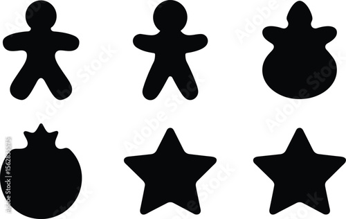 star shaped christmas cookie silhouette on white background
