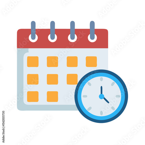 Calendar and clock icon illustrating time management and planning