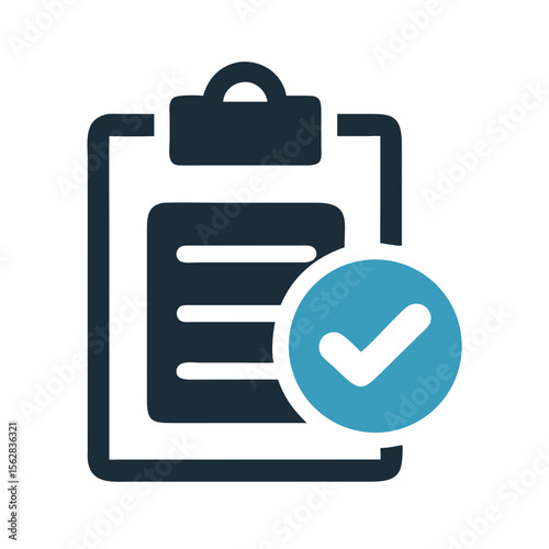 Clipboard with checkmark symbol isolated on black background illustration