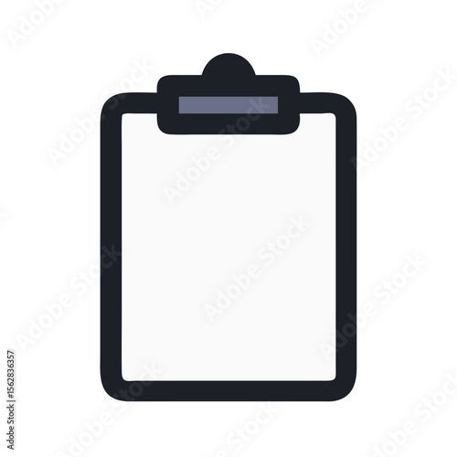 Simple flat icon of a blank clipboard, black background