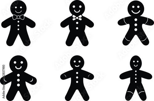 gingerbread man silhouette on white background
