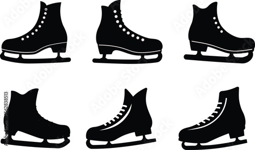 single ice skate silhouette on white background
