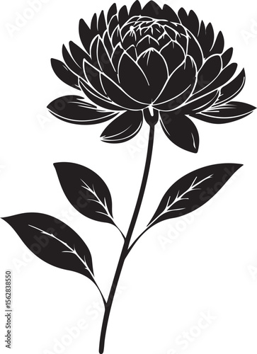 Elegant Black Flower Silhouette on White Background Minimalistic Floral Vector Design