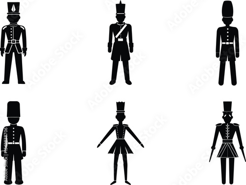 nutcracker toy soldier silhouette on white background
