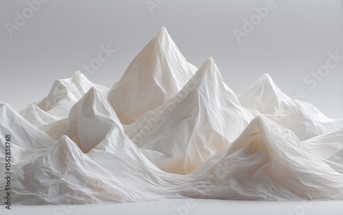 Abstract white mountain range formed from draped fabric