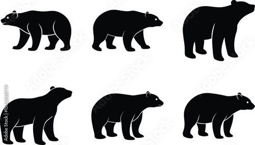 walking polar bear silhouette on white background
