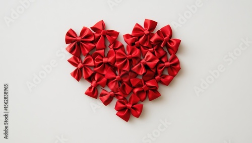 Red bows arranged in a heart shape