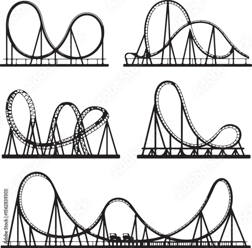 Rollercoaster silhouette vector illustration