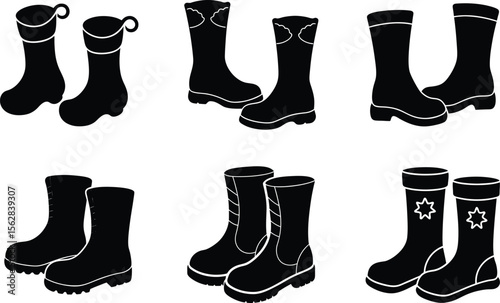 santa boots silhouette on white background
