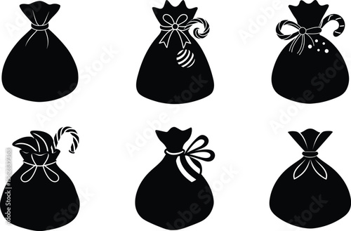 santa candy bag silhouette on white background

