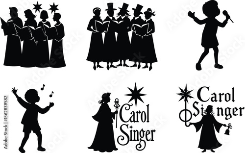 singing child silhouette on white background
