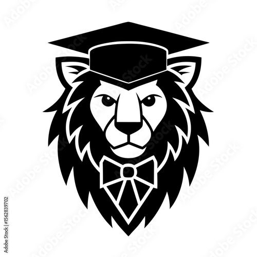 Decent lion head vector silhouette art illustration