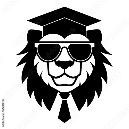Decent lion head vector silhouette art illustration