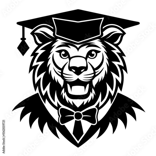 Decent lion head vector silhouette art illustration