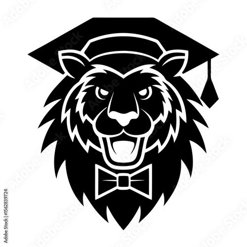Decent lion head vector silhouette art illustration